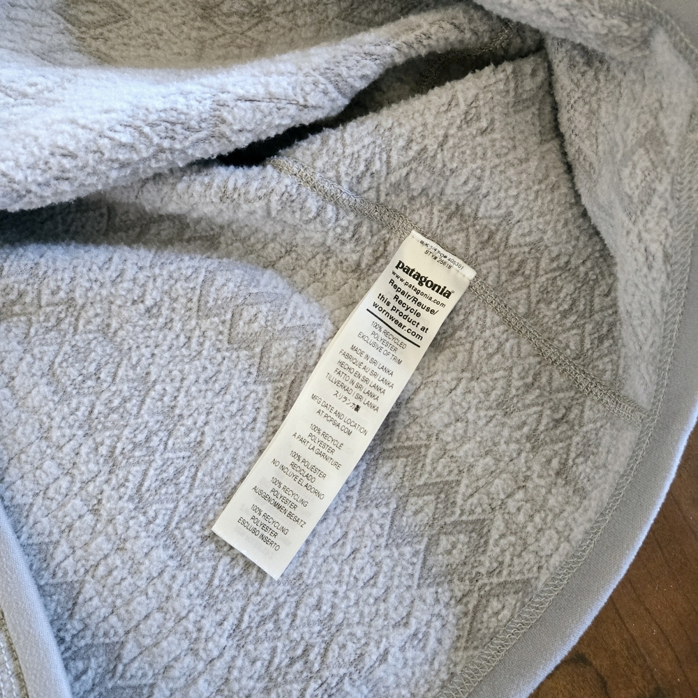 Patagonia Womens Better Sweater Jacket Zip Frozen Jaquard Salt Grey 1/4 Sz L - Picture 12 of 12